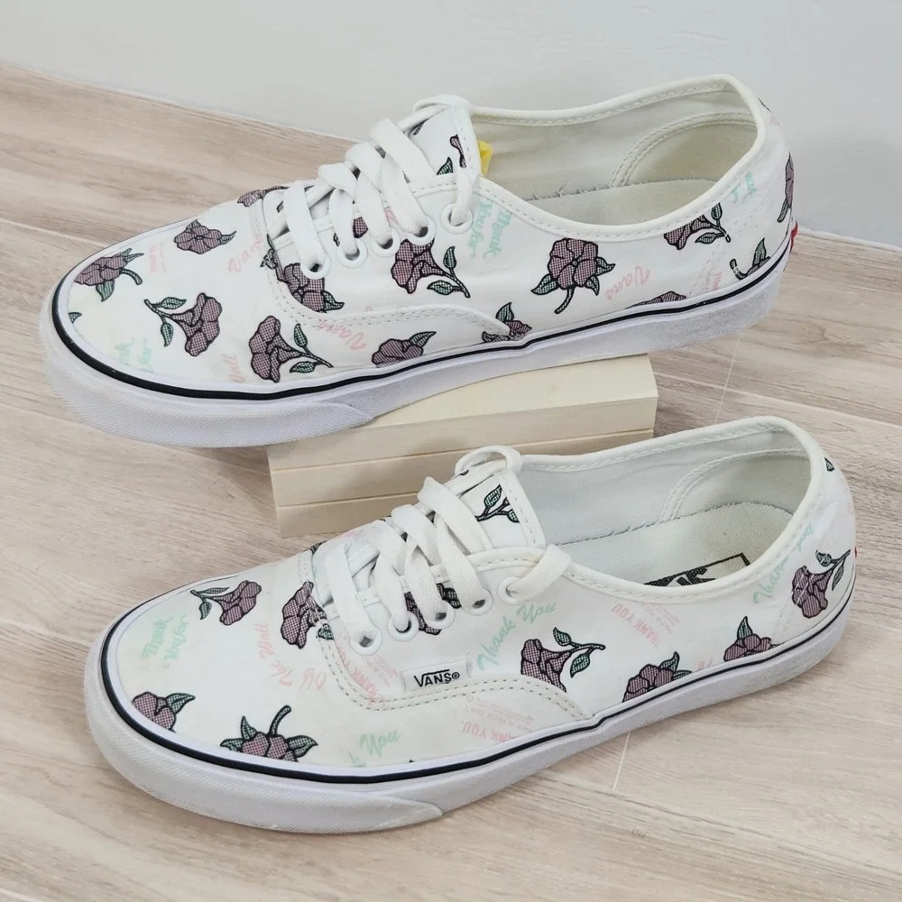 Vans Authentic Thank You‎ White & Floral Men 7.5 Women 9 - Picture 3 of 16